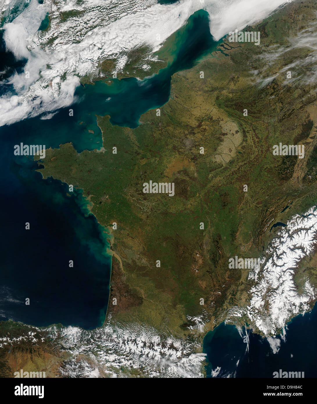 March 21, 2011 - Satellite view of France. Stock Photo