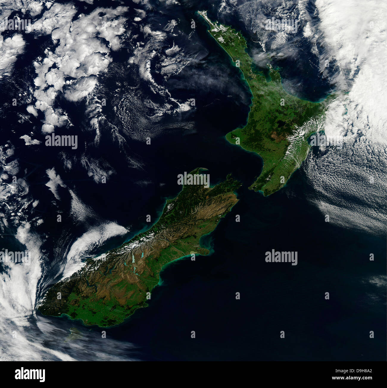 Satellite view of New Zealand Stock Photo Alamy