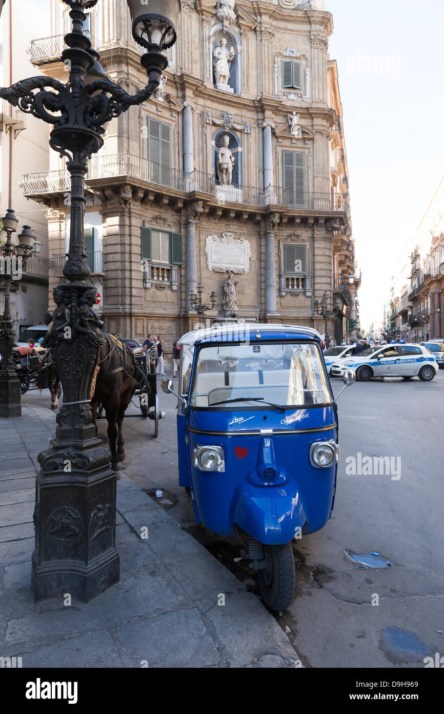 Sightseeing Tour with Three Wheel Ape, Palermo, Sicily, Italy Stock Photo