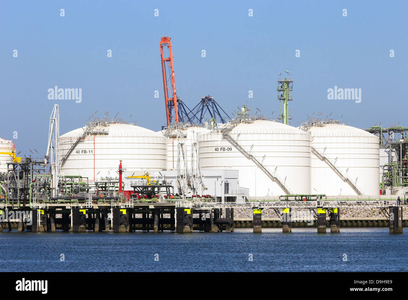 Oil storage tanks in the Rotterdam harbor Stock Photo