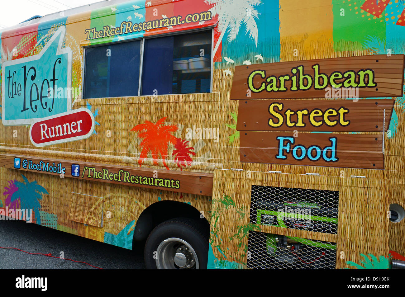 Caribbean street food truck in Vancouver, BC, Canada. Stock Photo