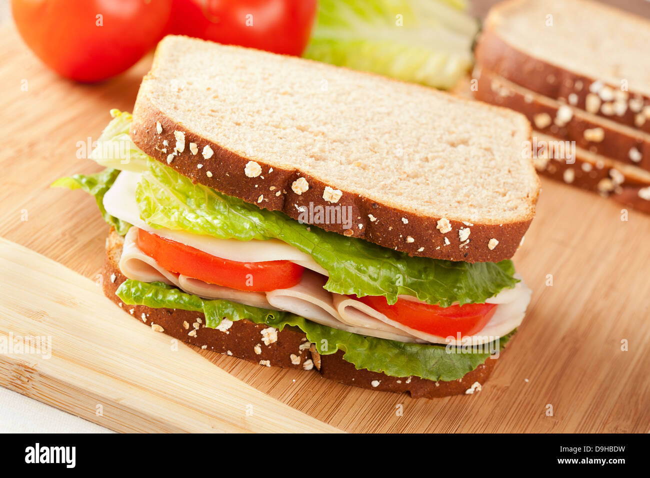 Fresh Homemade Turkey Sandwich made with organic ingredients Stock