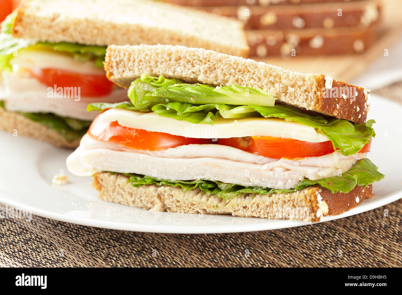 Fresh Homemade Turkey Sandwich made with organic ingredients Stock