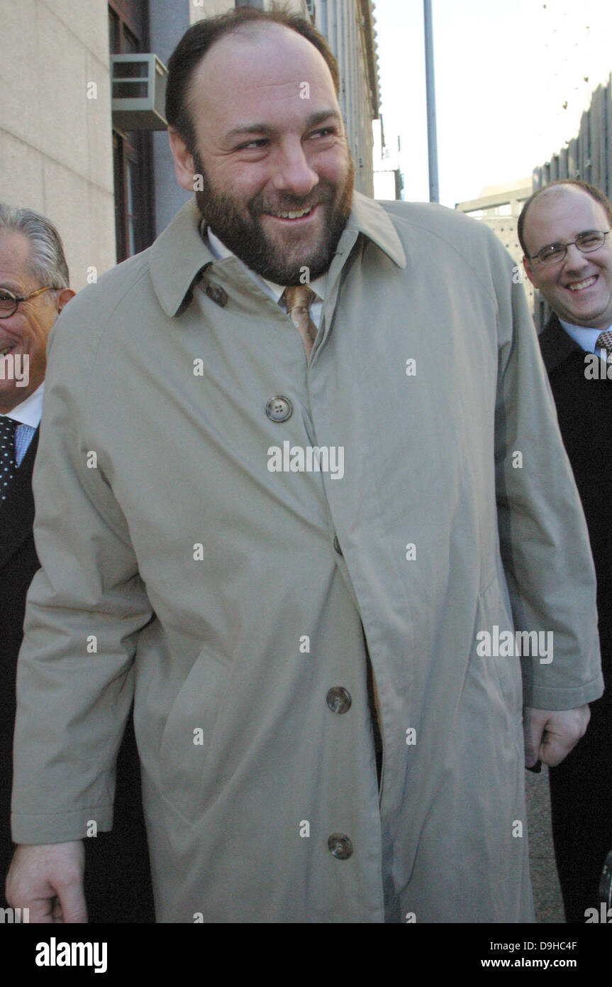 June 19, 2013 - James Gandolfini, star of HBO's ''The Sopranos,'' has died of a possible heart attack in Rome. He was 51. Gandolfino was known for his role as Tony Soprano in the HBO series ''The Sopranos.'' PICTURED: Dec 18, 2002; Manhattan, New York, U.S. - Soprano's actor JAMES GANDOLFINI arriving to the 80 Center St.in Manahattan for his divorce trial from wife, Marcy.   (Credit Image: © Mariela Lombard/ZUMAPRESS.com) Stock Photo