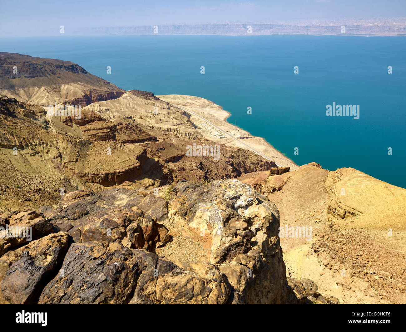 View over the Dead Sea in Ain Zarqa, Madaba , Jordan, Middle East Stock