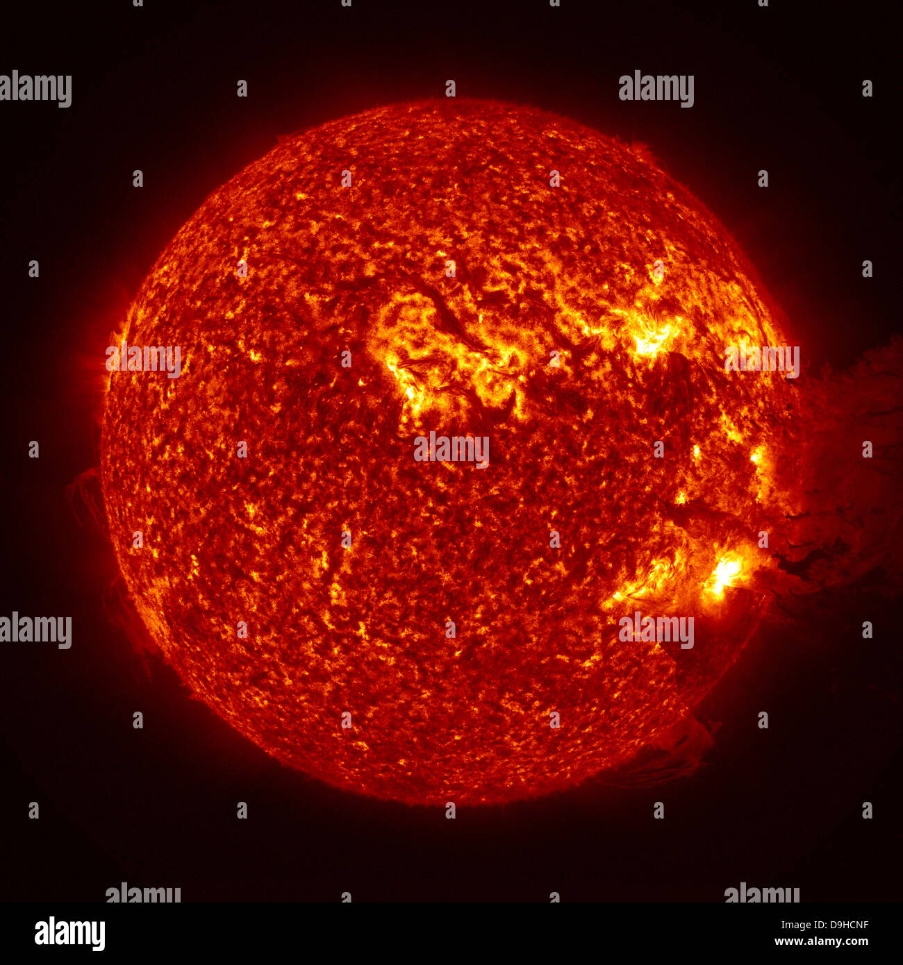 A M-2 solar flare with coronal mass ejection. Stock Photo