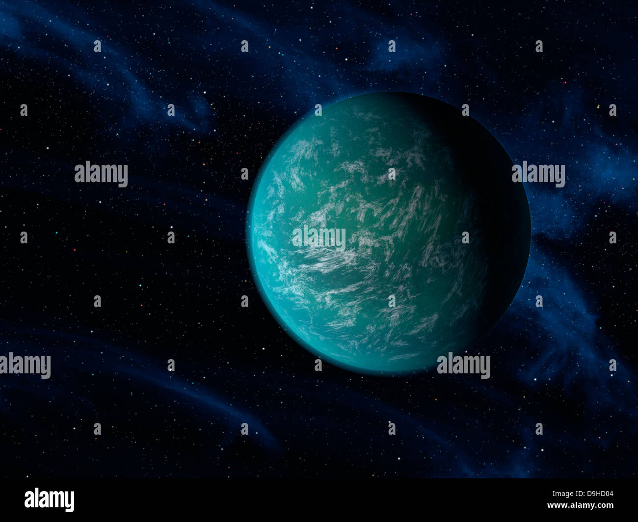 Artist's concept of Kepler 22b, an extrasolar planet found to orbit the habitable zone. Stock Photo