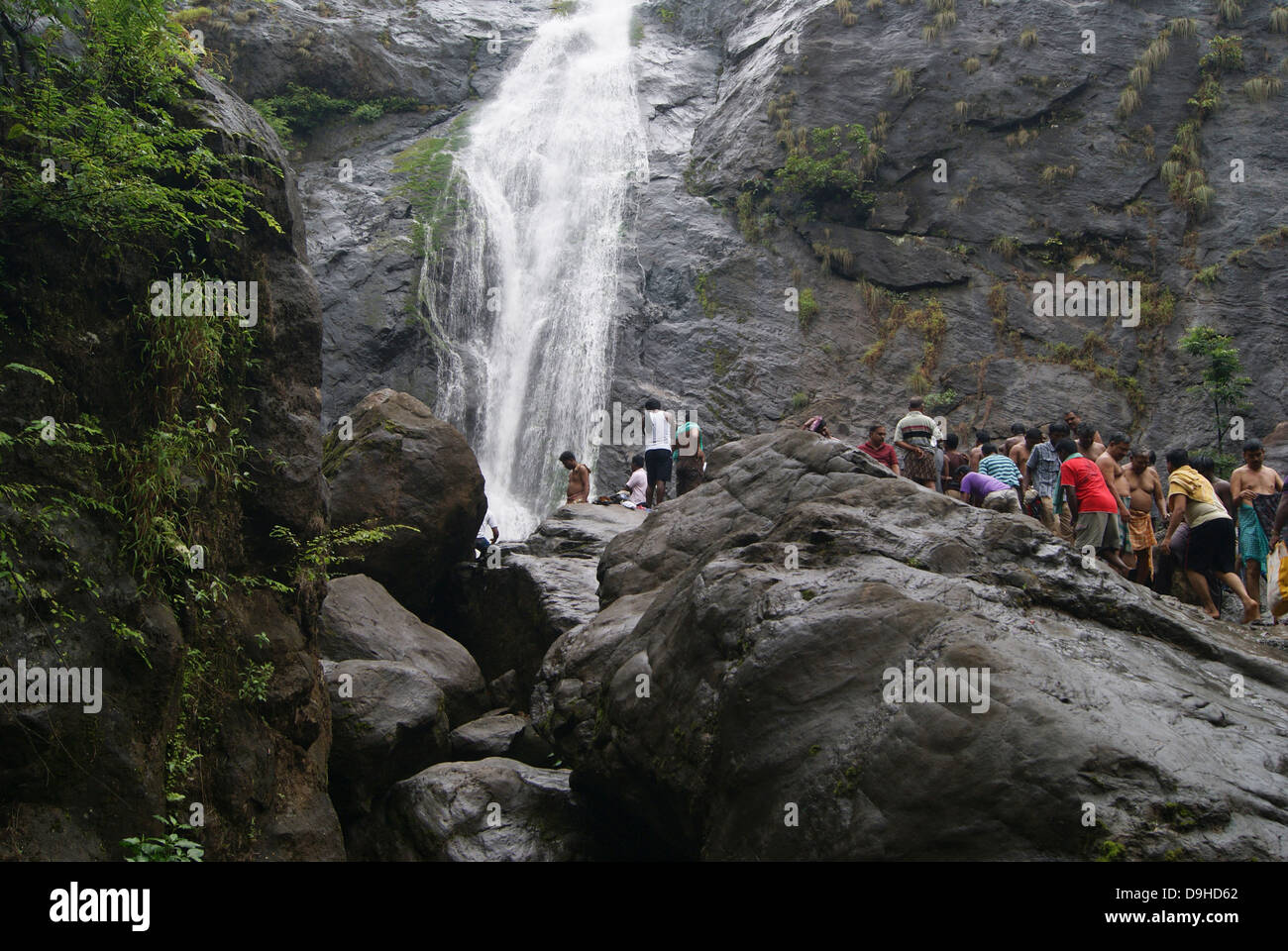 Waterfall on Rock view at Palaruvi Kerala India Stock Photo