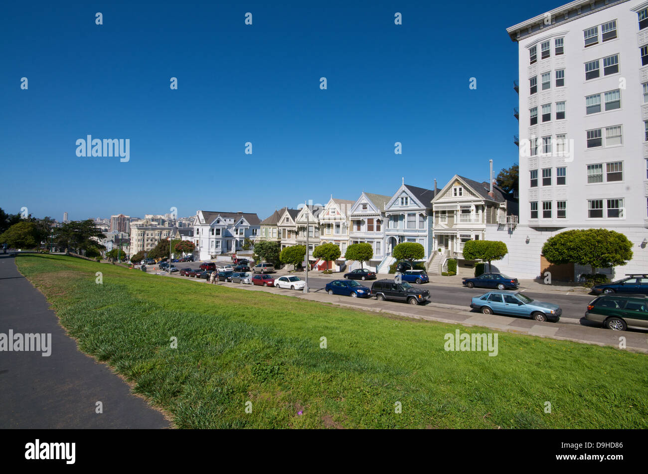 San Francisco Pink Lady Houses Stock Photo Alamy