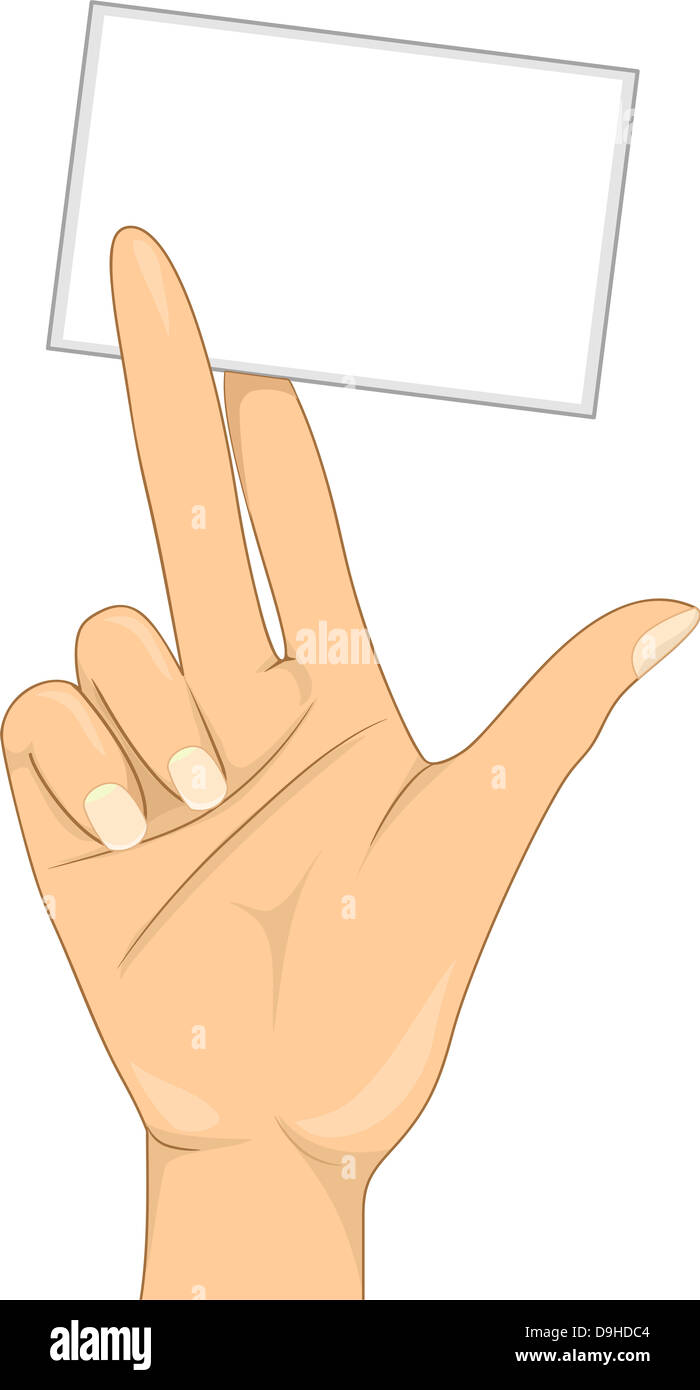 Illustration of a Girl's Hand holding a Blank Business Card Stock Photo ...