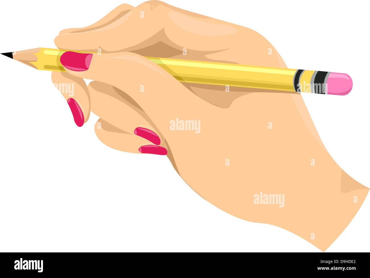 Illustration of a Girl's Hand Holding a Pencil Stock Photo - Alamy