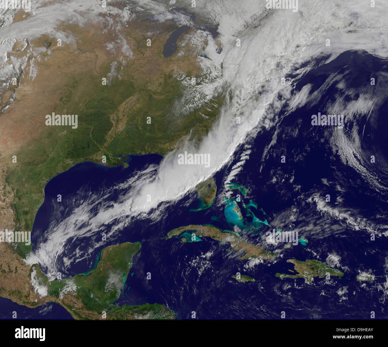 A strong cold front moving through the eastern United States. Stock Photo