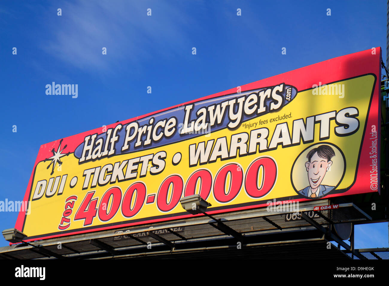 Las Vegas Nevada,West Sahara Avenue,billboard,advertisement,ad,sign,ad,advertising,ad,Half Price Lawyers,DUI,legal,attorneys,NV130327039 Stock Photo