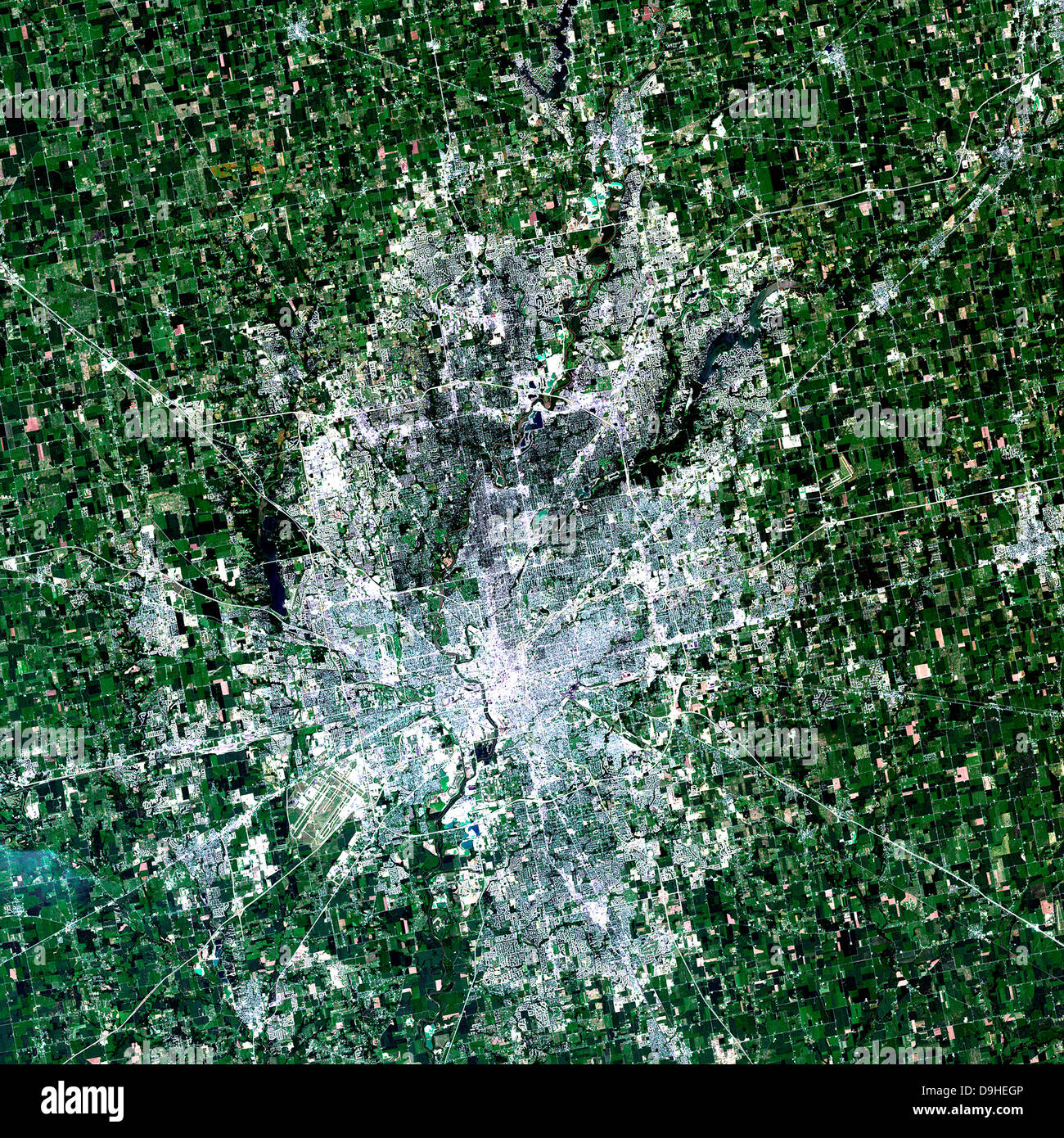 July 11, 2011 - Satellite view of Indianapolis, Indiana. Stock Photo