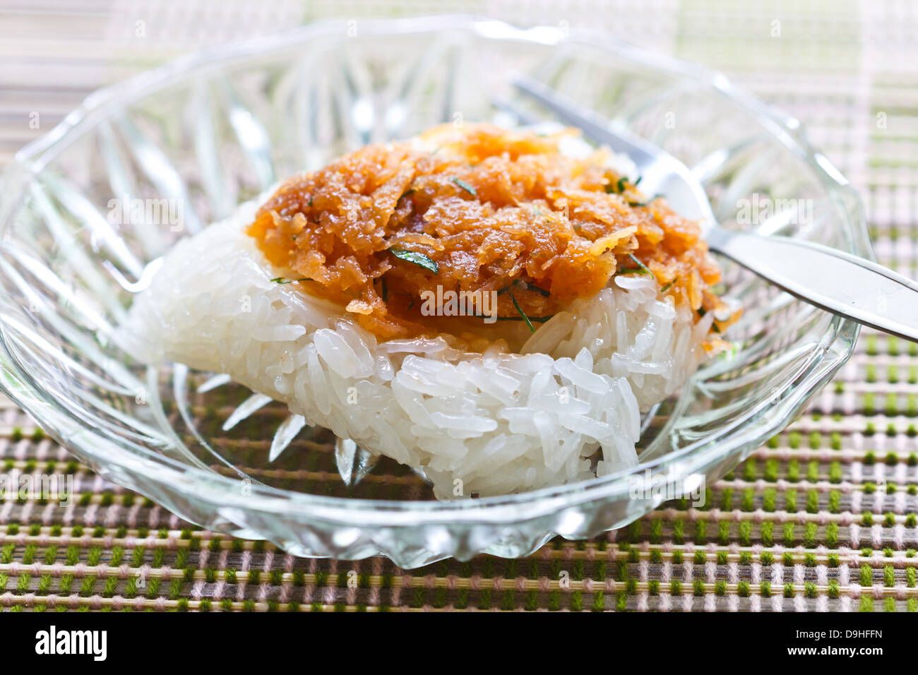sticky rice with Minced fish ,Dessert food Stock Photo