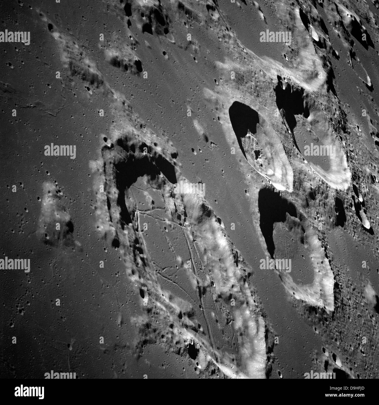 Oblique view of the lunar surface. Stock Photo