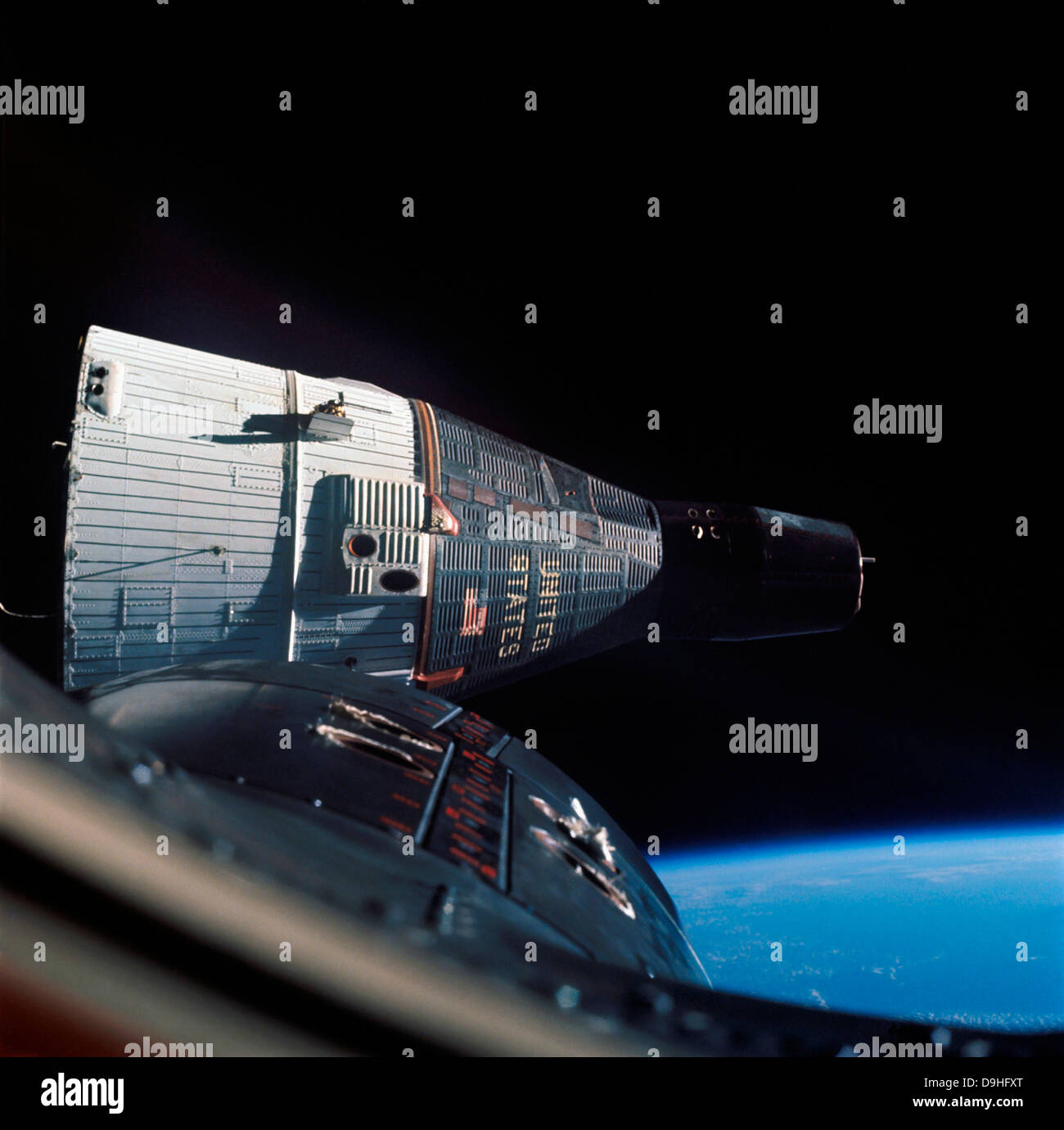 The Gemini 7 spacecraft in Earth orbit. Stock Photo