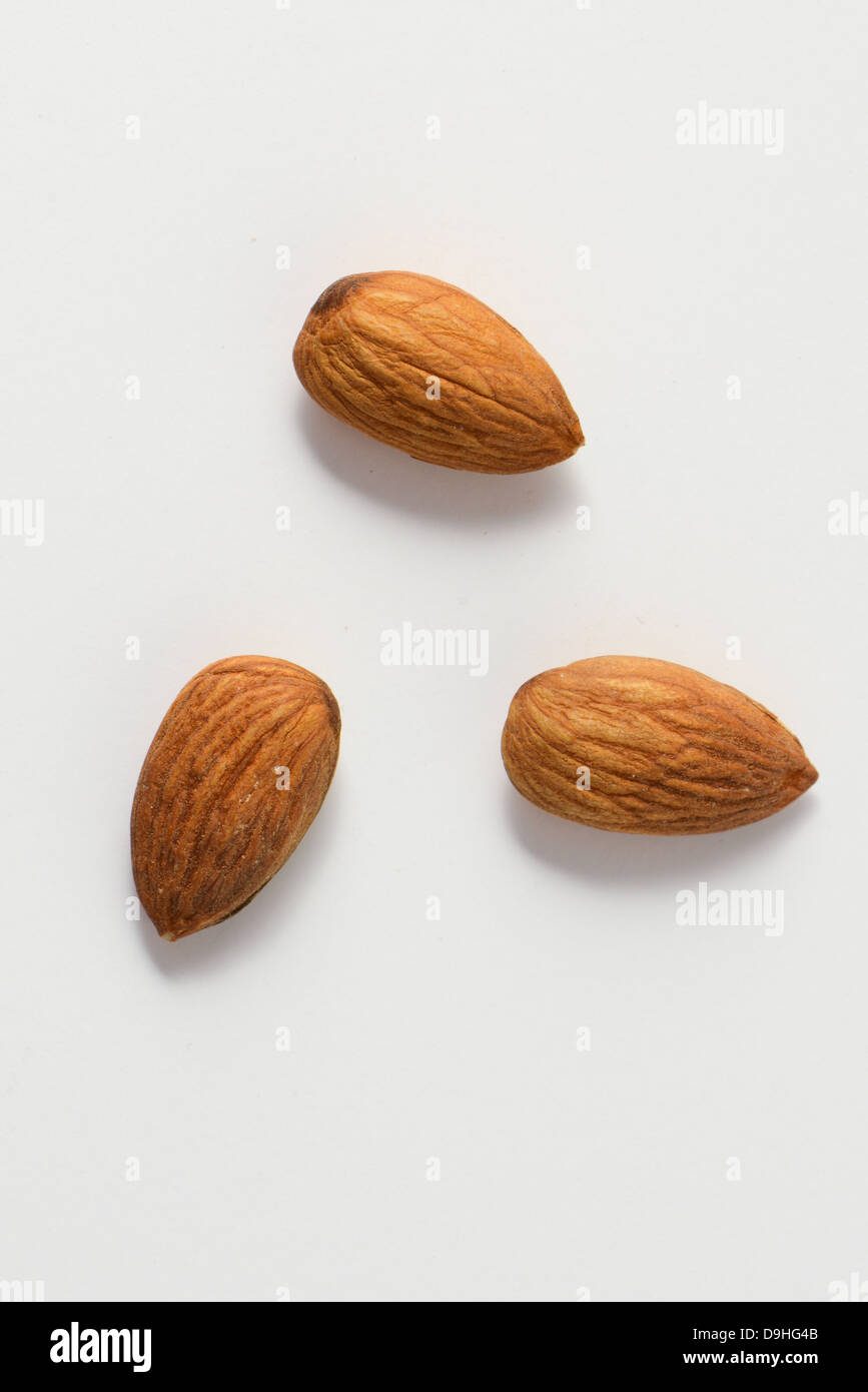Almonds on White Background Stock Photo