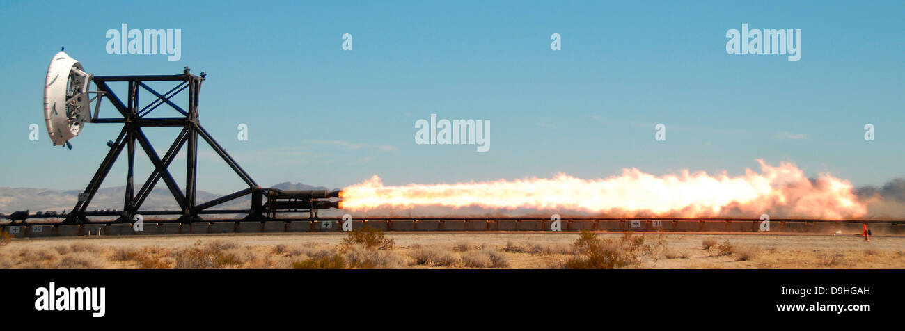 A trial run on a rocket sled test fixture powered by rockets. Stock Photo