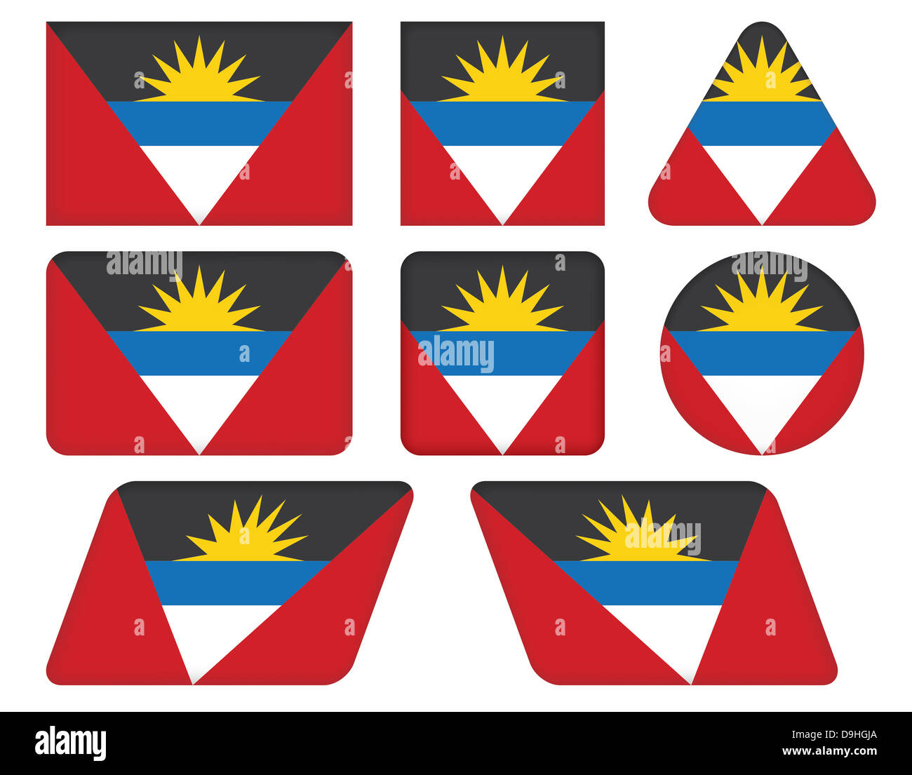 set of buttons with flag of Antigua and Barbuda Stock Photo - Alamy