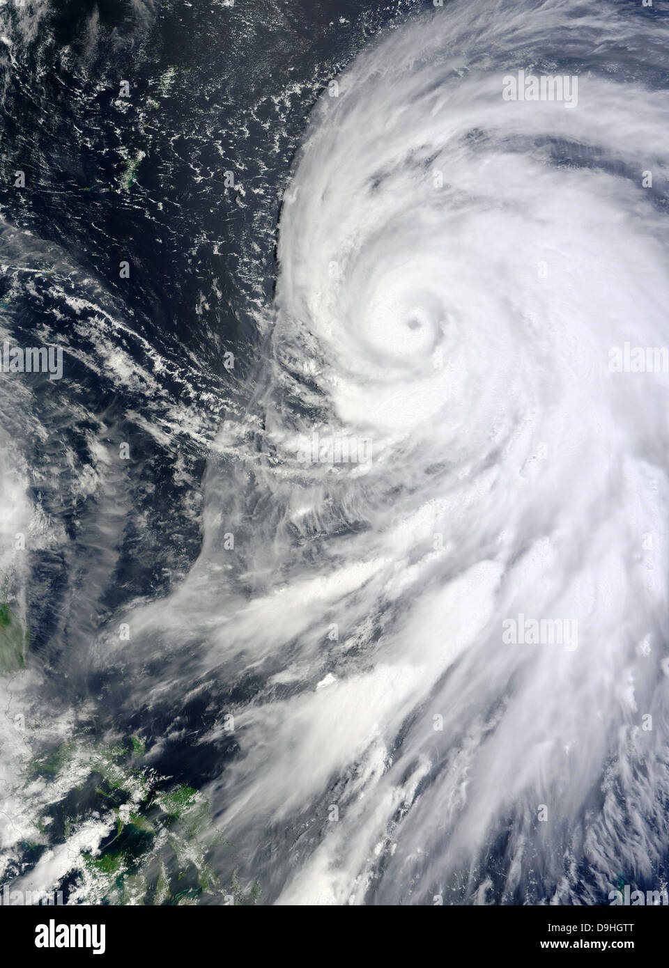 August 24, 2012 - Typhoon Bolaven with a well-defined eye and spiral arms northeast of the Philippines. Stock Photo