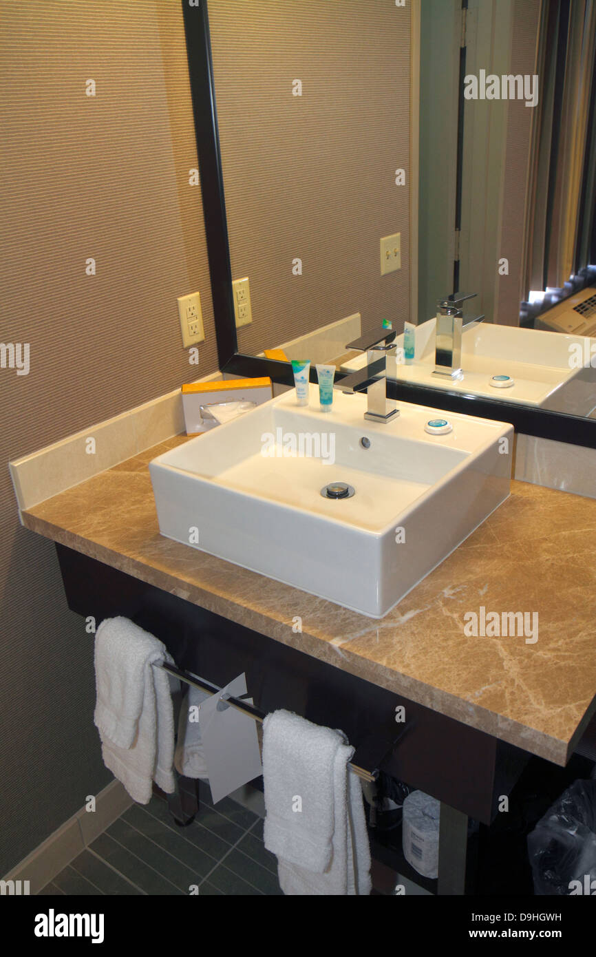 Las Vegas Nevada,Downtown,Plaza Hotel & Casino,hotel,guest room,suite,bathroom,sink,vanity,NV130329005 Stock Photo