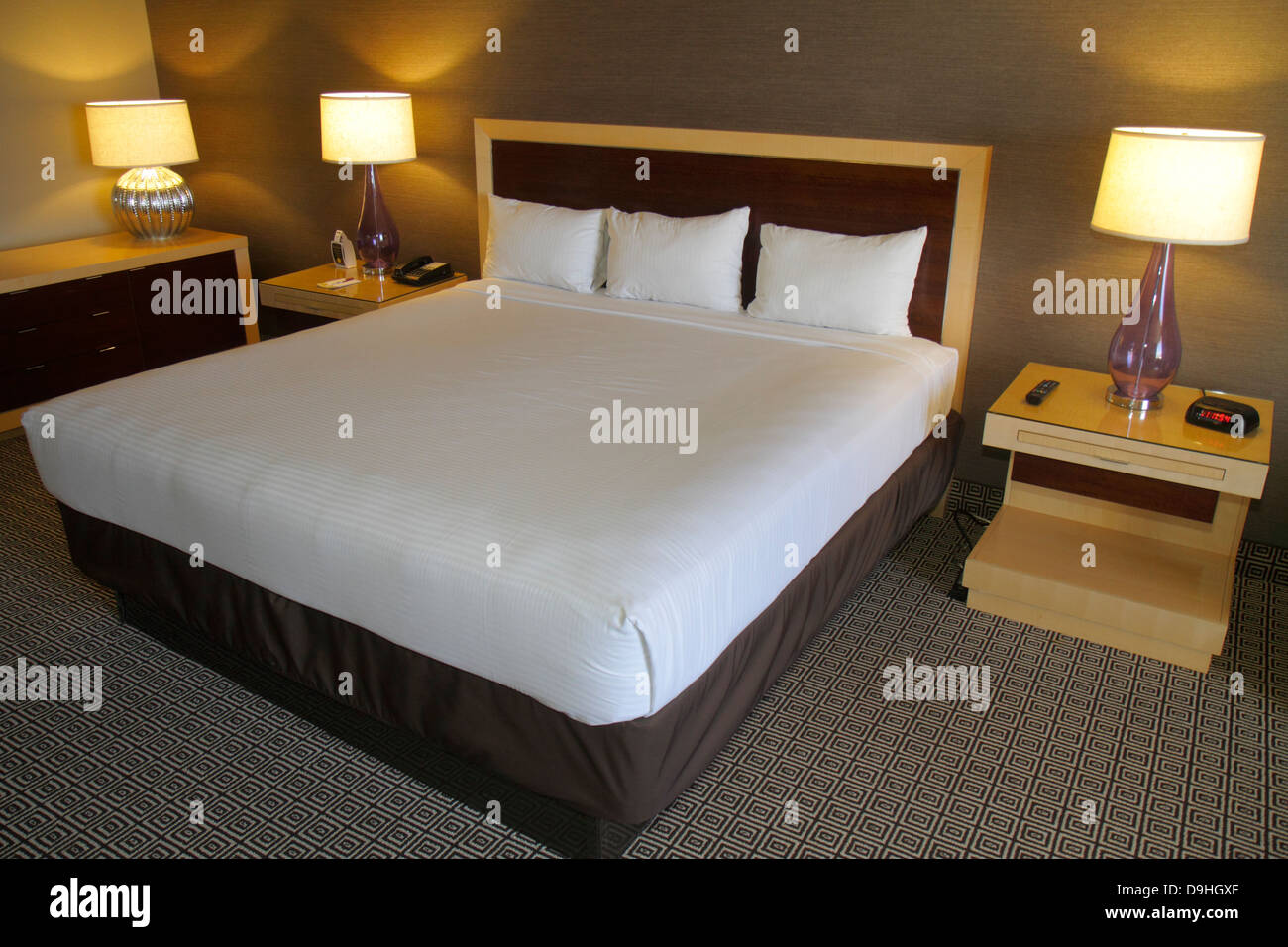 Las Vegas Nevada,Downtown,Plaza Hotel & Casino,hotel,guest room,suite,bed,king size,NV130329009 Stock Photo