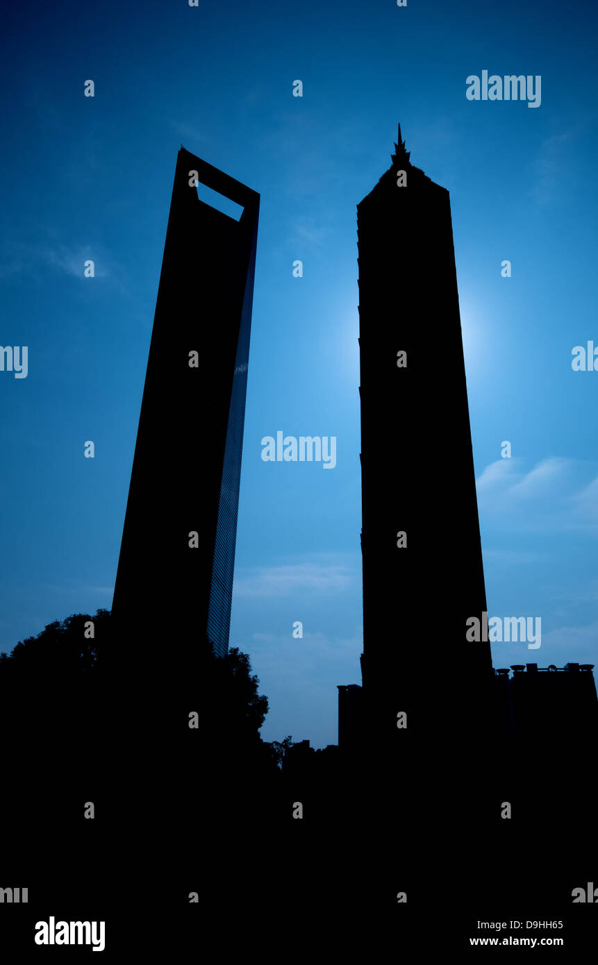 Shanghai Pudong Skyline in China in Silhouette Stock Photo - Alamy