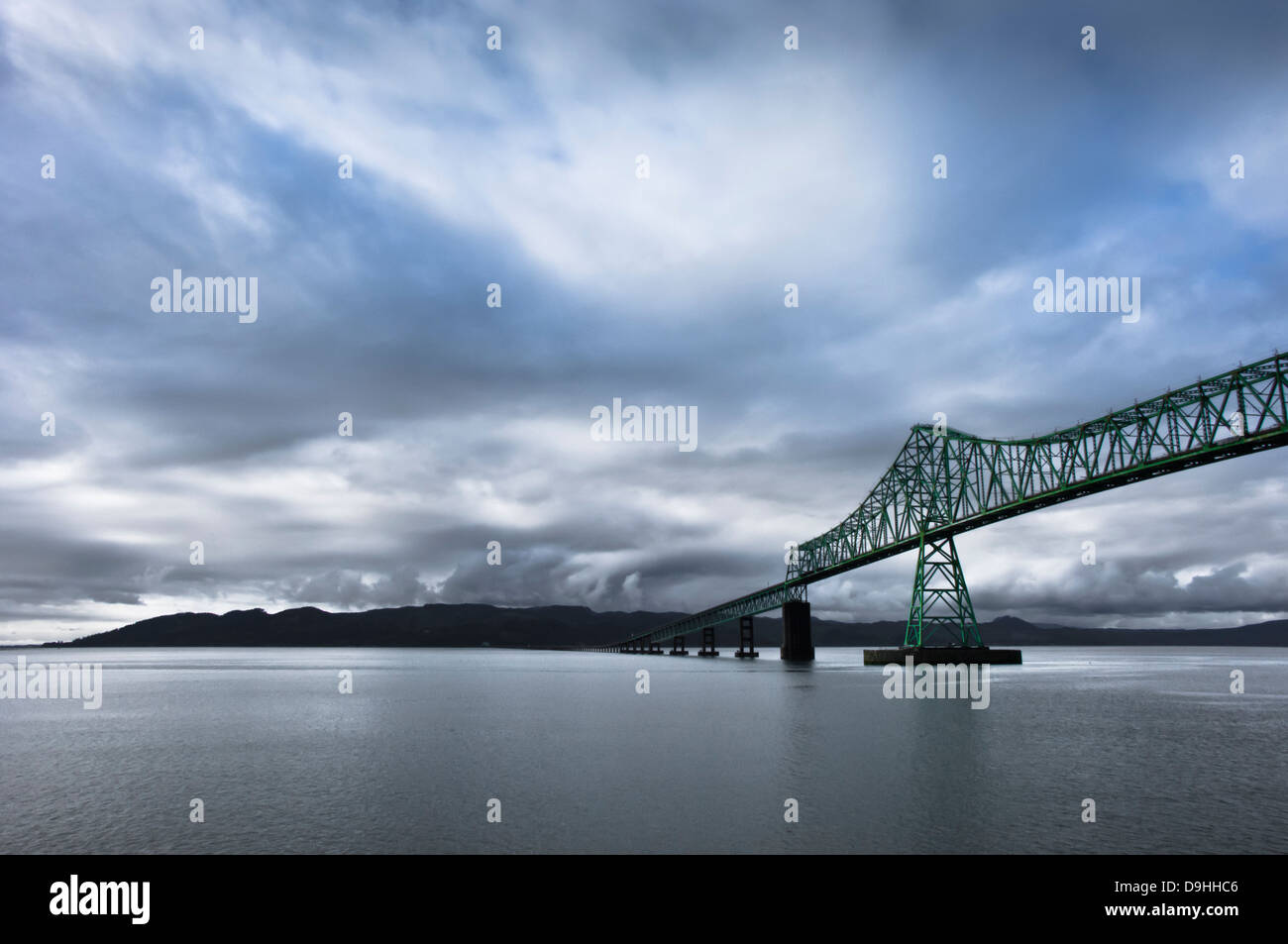 US Highway 101 crosses the Columbia River between Oregon and Washington on the Astoria–Megler Bridge Stock Photo