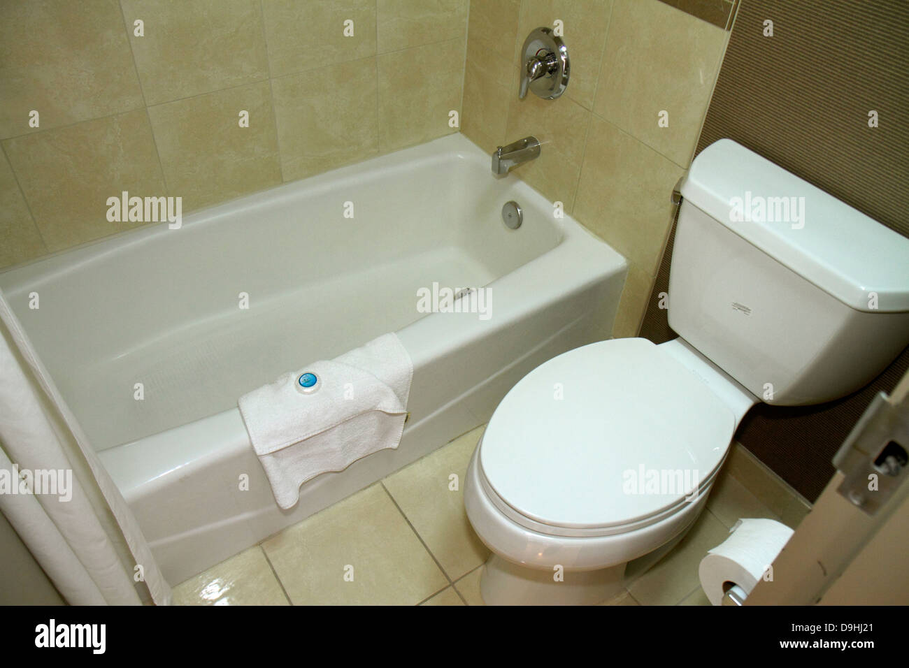 Las Vegas Nevada,Downtown,Plaza Hotel & Casino,hotel,guest room,suite,bathroom,toilet,loo,bathtub,NV130329004 Stock Photo
