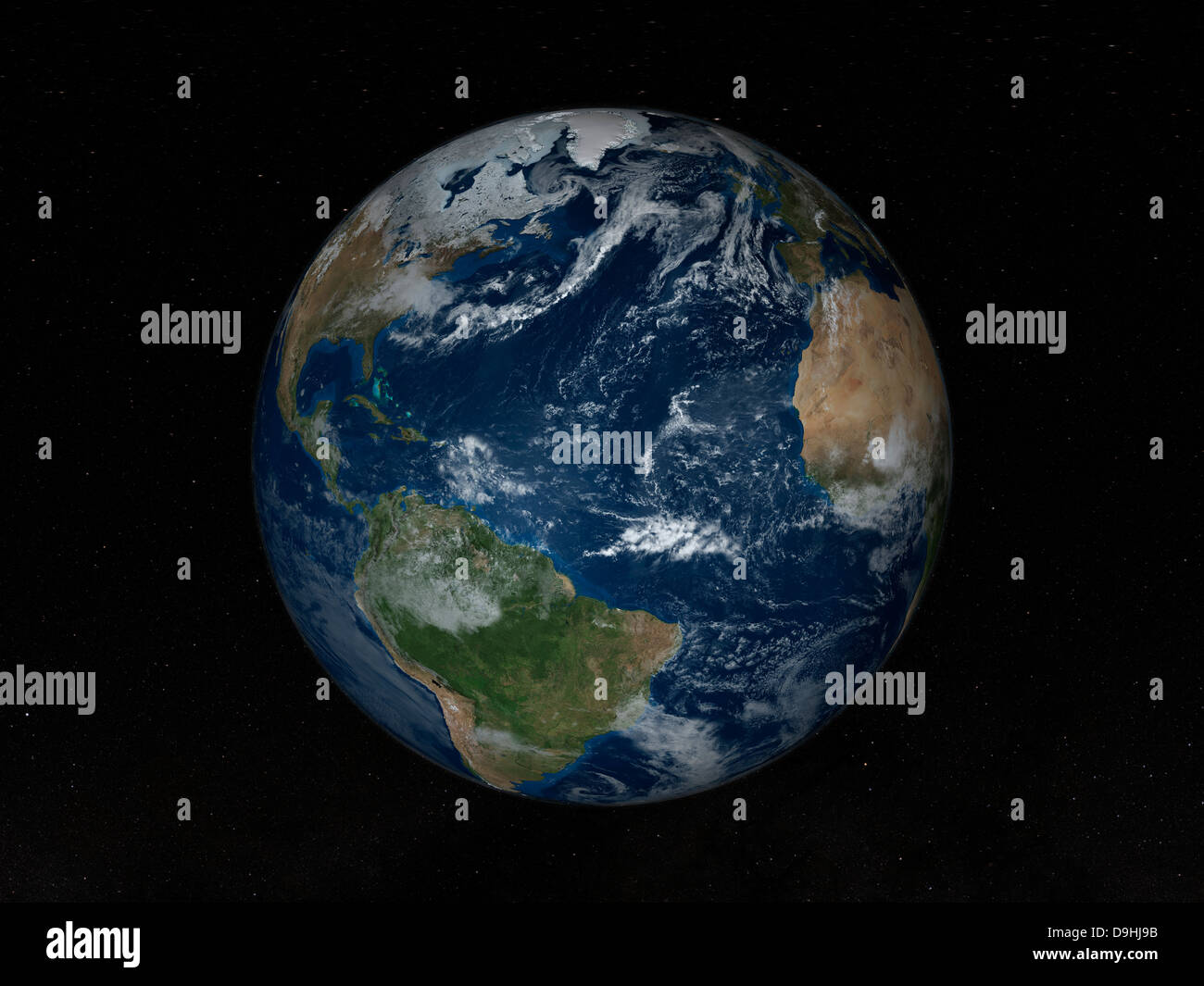 Earth with clouds and sea ice from December 8, 2008. Stock Photo