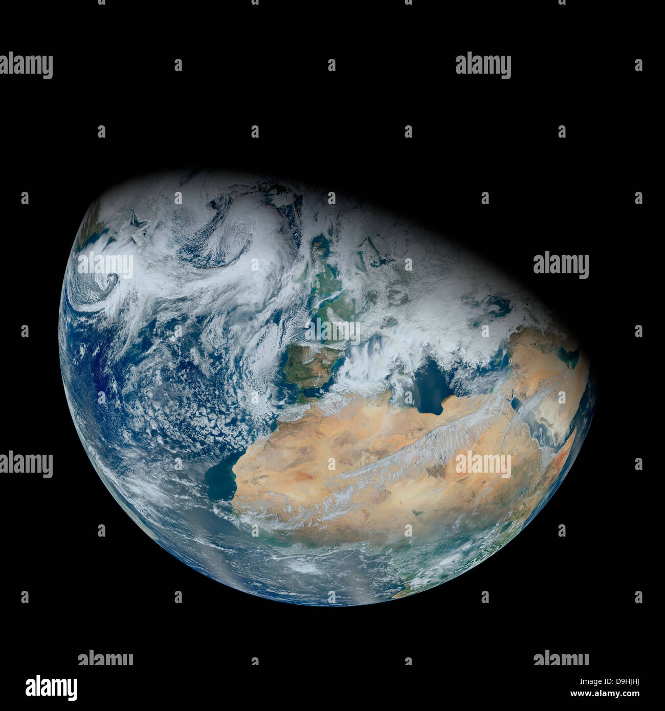 February 3, 2012 - Synthesized view of Earth showing North Africa and southwestern Europe. Stock Photo