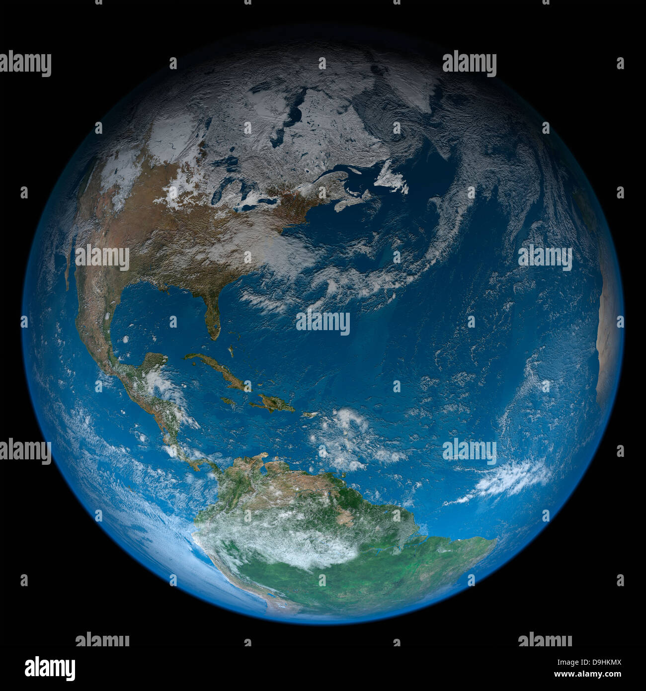 Full Earth featuring North and South America. Stock Photo