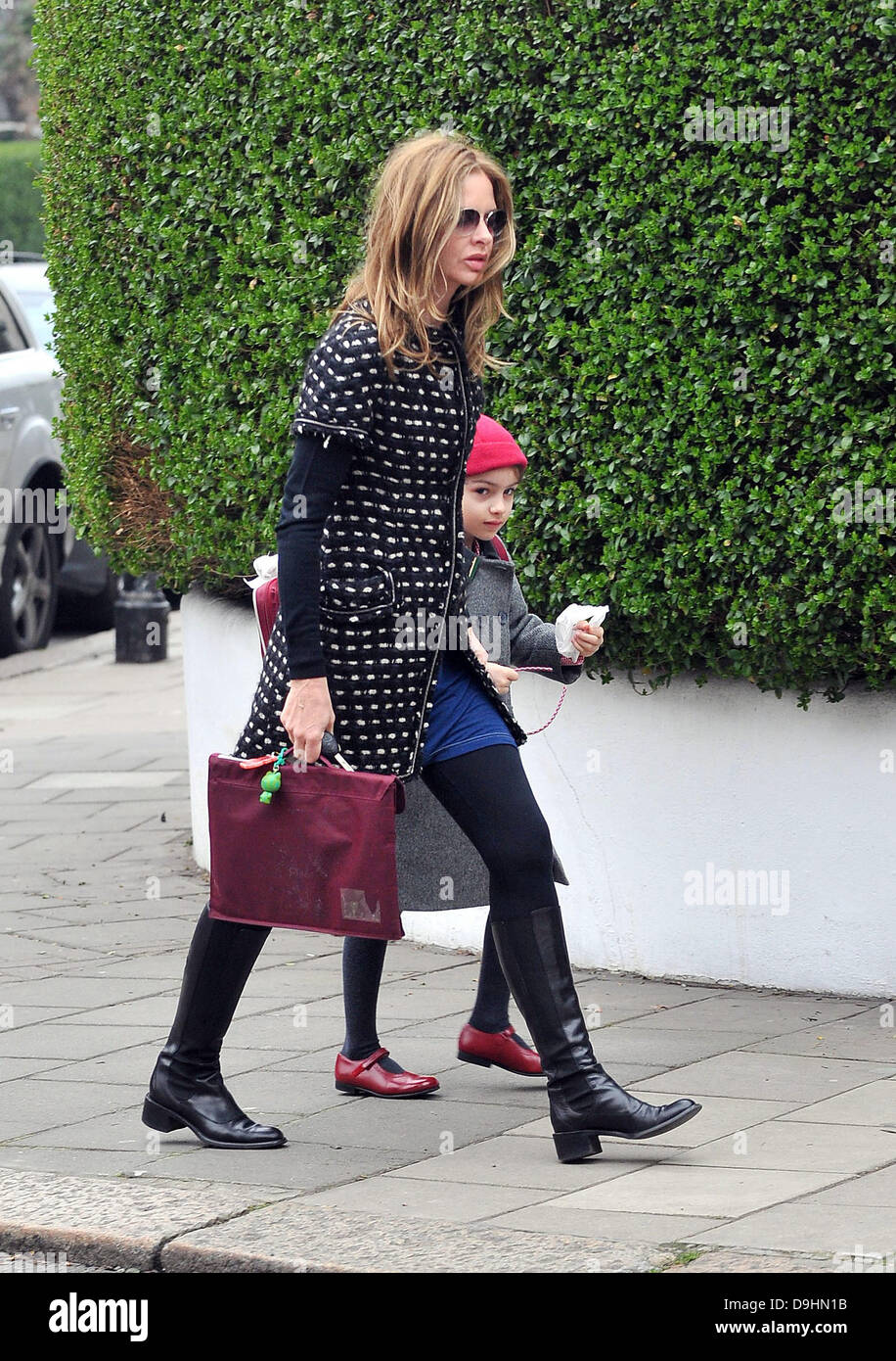 Trinny Woodall dropping her daughter Lyla off at school London, England ...