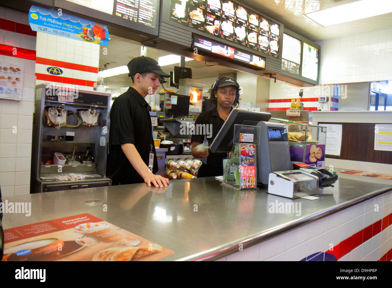 Las Vegas Nevada,Sahara Avenue,McDonald's,burgers,hamburgers,fast food,restaurant restaurants dining cafe cafes,employee employees worker workers work Stock Photo