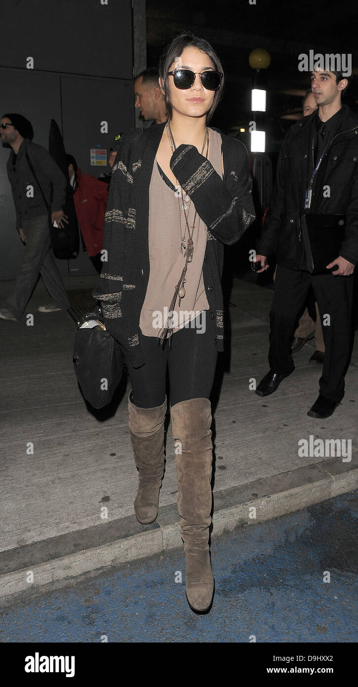 Vanessa Hudgens arriving at Heathrow Airport, ahead of a promotional ...