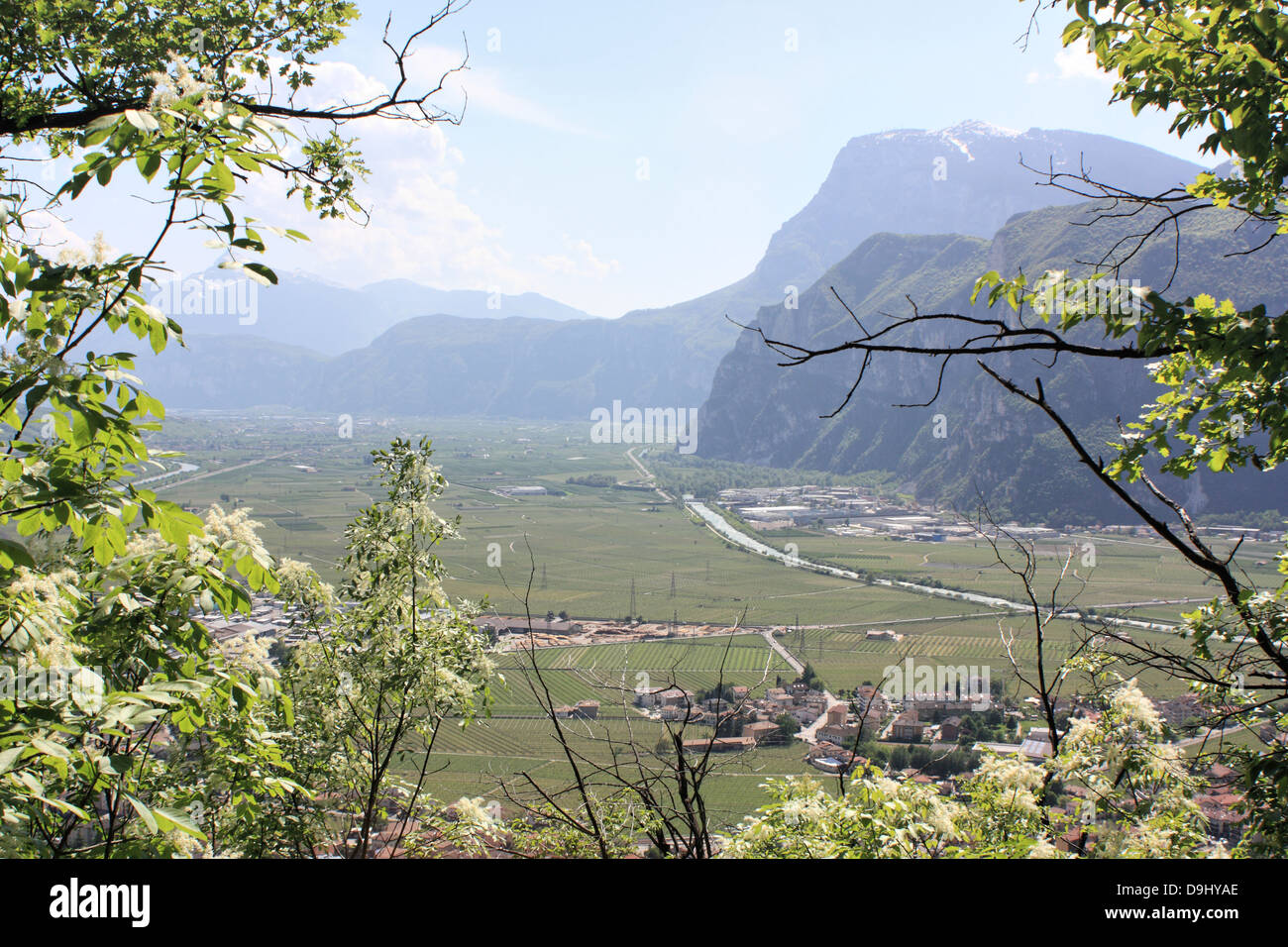 Mezzocorona, view to Paganella from the hiking path to Monte. Stock Photo