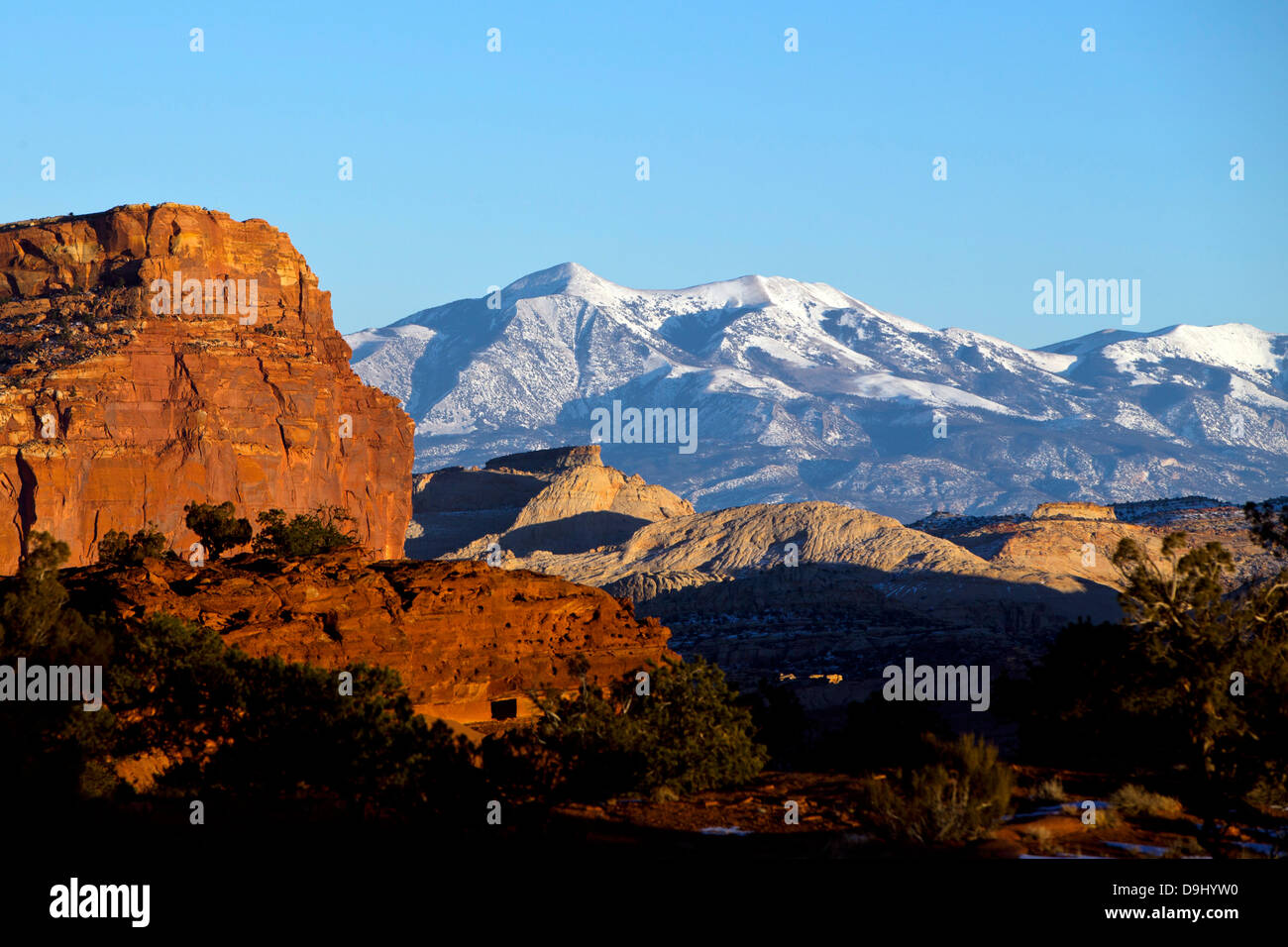 Panorama Point with view of the Henry Mountains at sunset, Capitol Reef