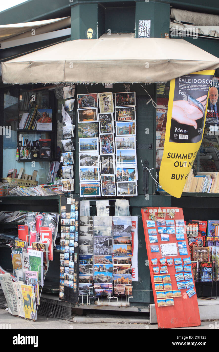 Newspaper kiosk in Venice Stock Photo