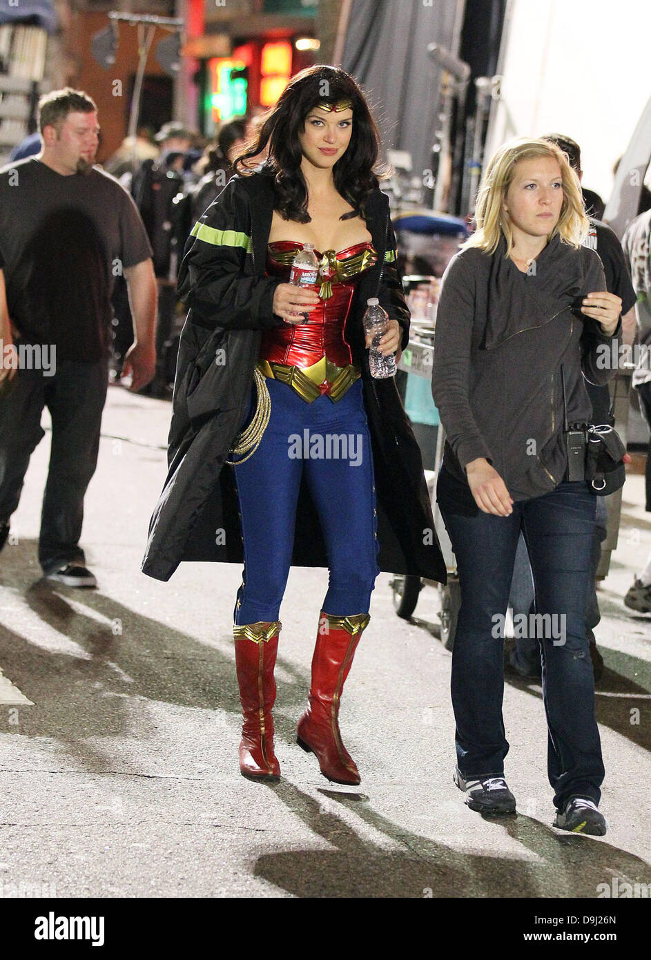 Adrianne Palicki filming on the set of 'Wonder Woman' Los Angeles