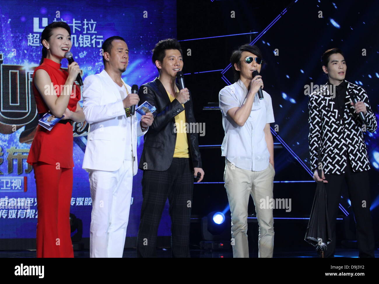 Yang Kun, Jam Hsiao and boy group Yu Quan at press conference of