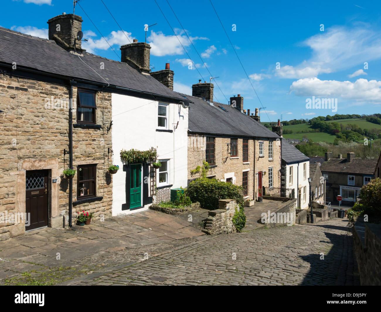 Rows of cottages in Chapel-en-le-Frith  a small town  in Derbyshire, England Stock Photo
