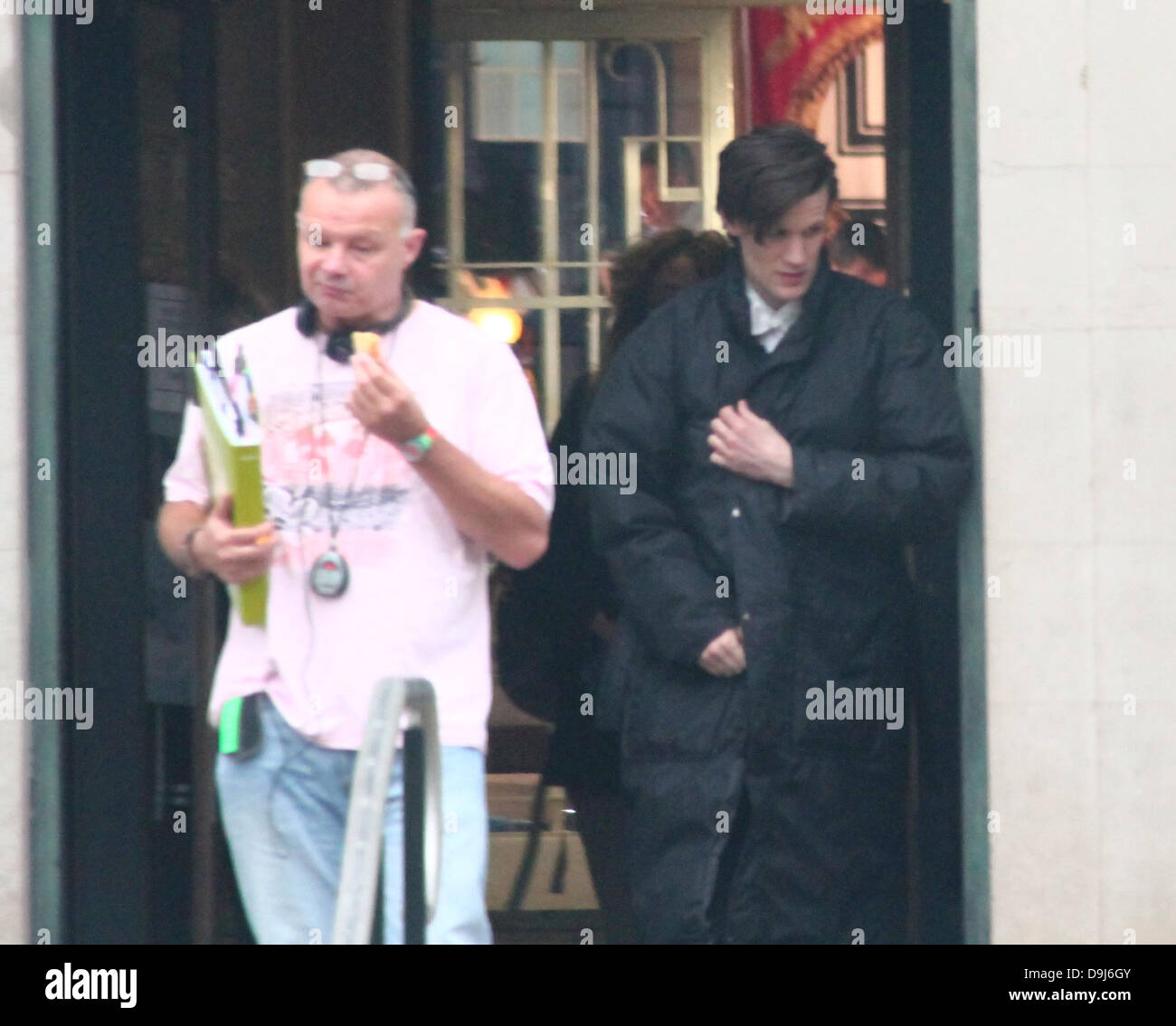 Matt Smith  on the set of the BBC sci-fi series Doctor Who filming on location at Temple of Peace  Cardiff, Wales - 01.04.11 Stock Photo