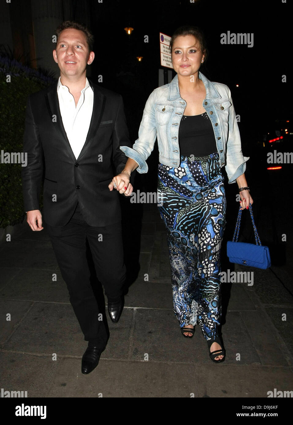 Holly Valance and Nick Candy  leave the Mandarin Oriental hotel after enjoying drinks at it's bar  London, England - 01.04.11 Stock Photo
