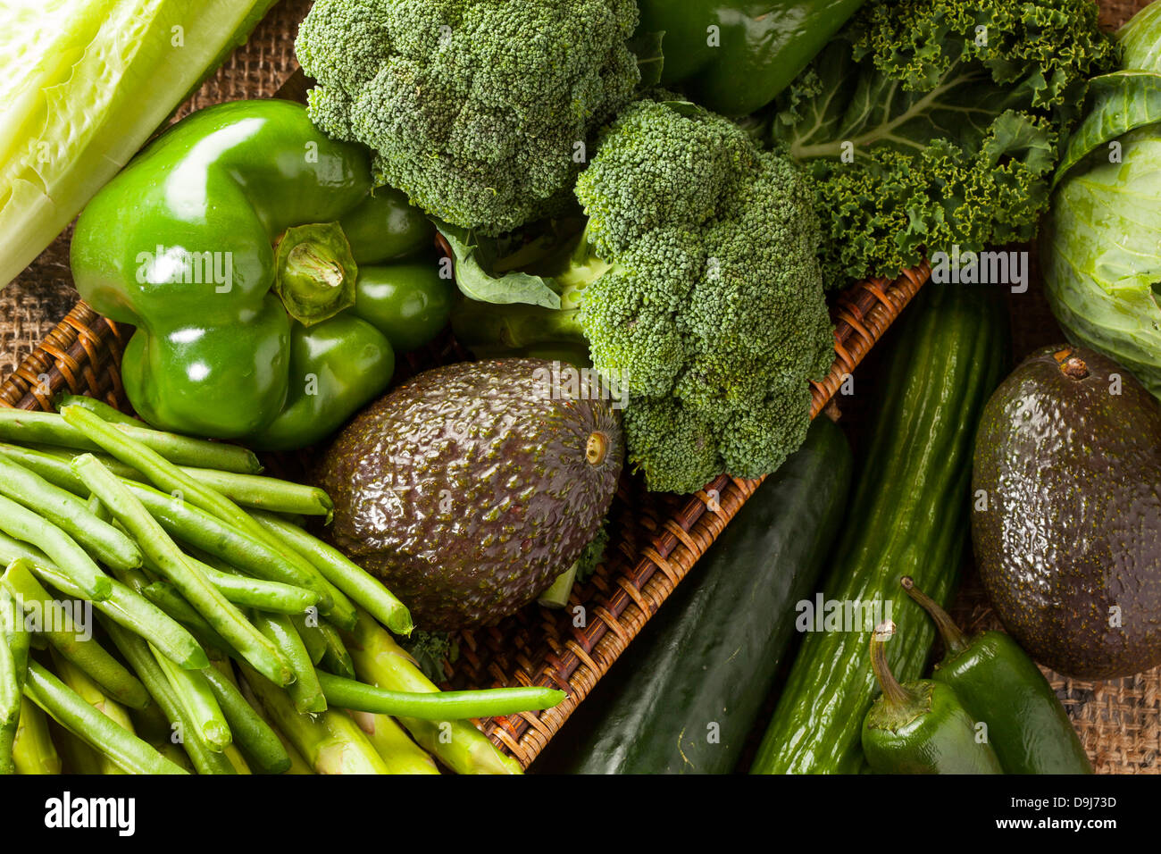 Group of Raw Fresh Organic Assorted Green Vegetables Stock Photo - Alamy
