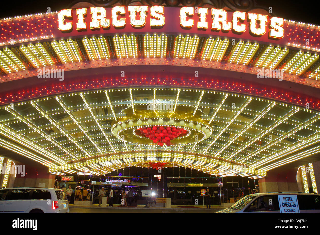 Las Vegas Nevada,The Strip,South Las Vegas Boulevard,Circus Circus Hotel & Casino,front,entrance,lights,NV130330110 Stock Photo