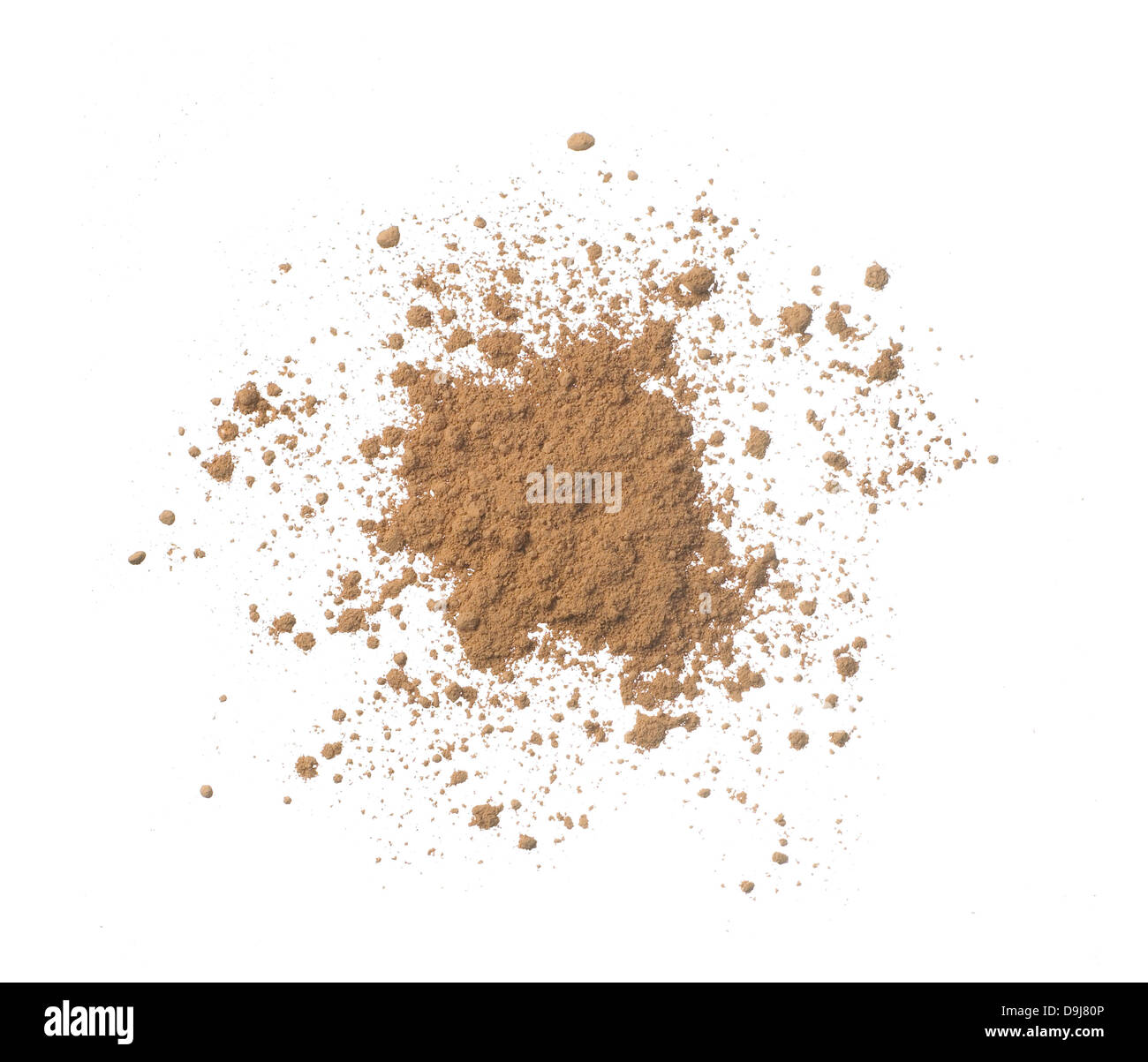 loose powder makeup scatter pile cut out onto a white background Stock Photo