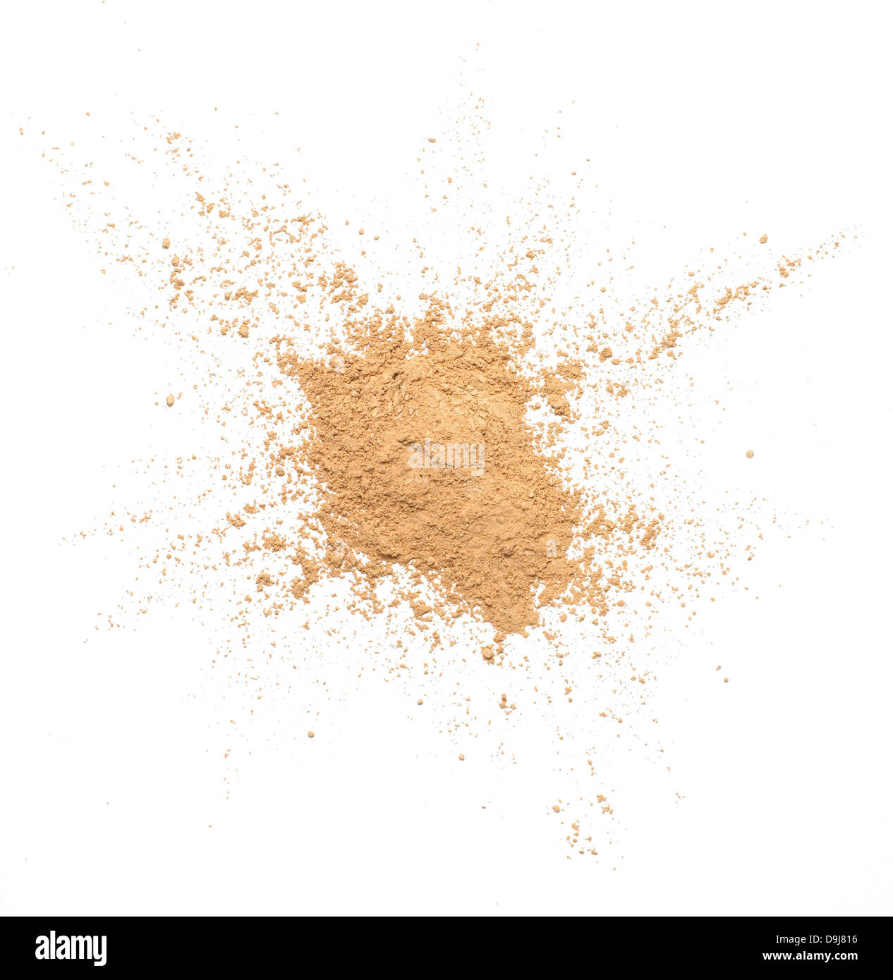 loose powder makeup scatter pile cut out onto a white background Stock Photo