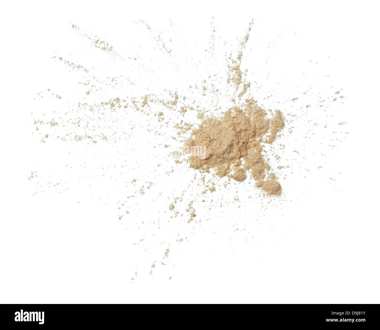 loose powder makeup scatter pile cut out onto a white background Stock Photo