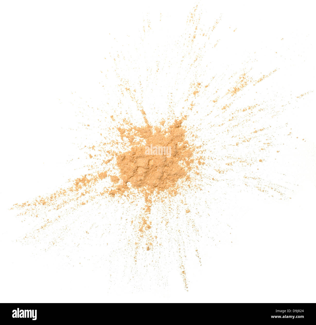loose powder makeup scatter pile cut out onto a white background Stock Photo